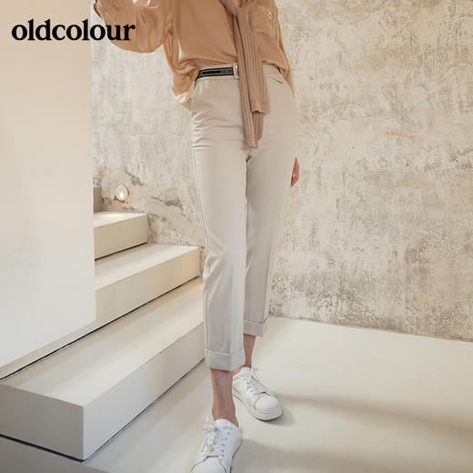 oldcolour春季新品商场同款纯色气质休闲长裤女GO11073415 商品图0
