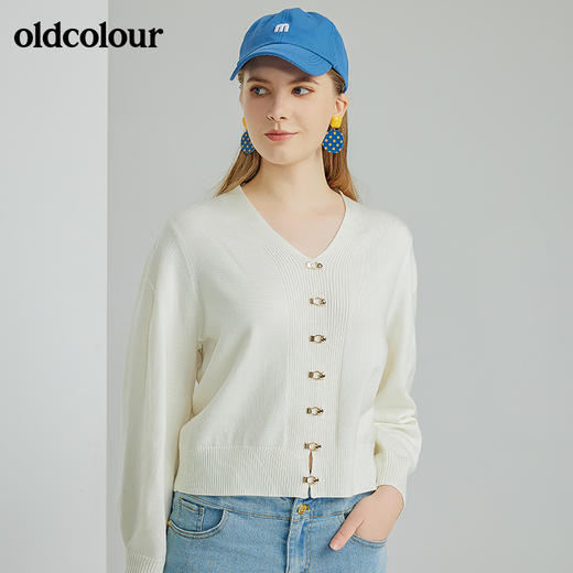 oldcolour2022春季新品商场同款气质毛织套头衫女O11052126 商品图4