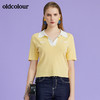 oldcolour2022春季新款时尚气质修身百搭短袖套头衫O13052338 商品缩略图0