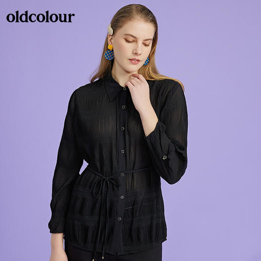 oldcolour2022春季新款时尚收腰百搭OL气质长袖衬衫O12013254 商品图1