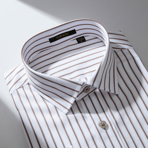 【100棉成衣免烫】罗蒙春款长袖衬衫男士商务正装通勤抗皱条纹衬衣 商品图8