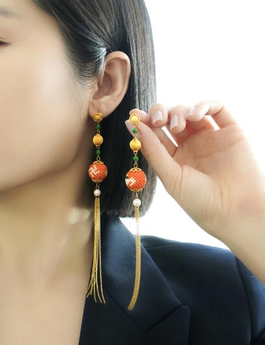 （中西合璧）古法金珊瑚珠耳吊 商品图7