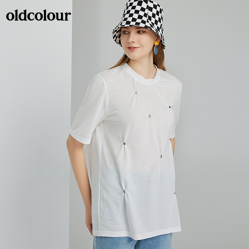 oldcolour2022春季新款时尚气质休闲百搭短袖T恤O13021322
