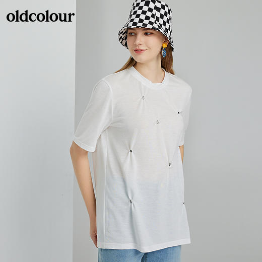 oldcolour2022春季新款时尚气质休闲百搭短袖T恤O13021322 商品图0