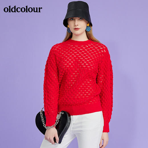 oldcolour春季新品商场同款气质休闲毛针织套头衫女O11052116 商品图1