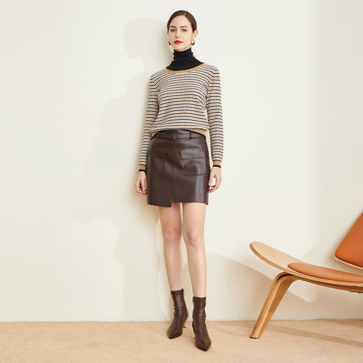 LD623瑟俪（斯尔丽高端）舒适柔软低圆领经典条纹毛衣针织衫 商品图3