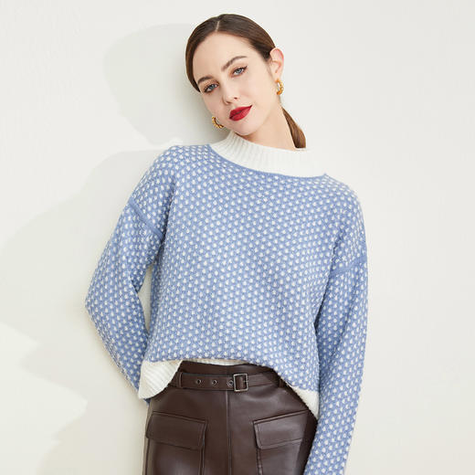 NC60L瑟俪（斯尔丽高端）舒适柔软低圆领拼色毛衣针织衫 商品图2