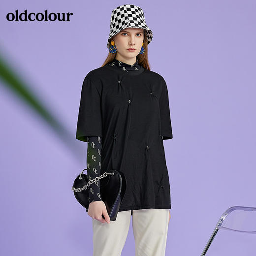 oldcolour2022春季新款时尚气质休闲百搭短袖T恤O13021322 商品图6