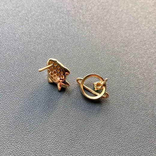 高冰种阳绿蛋面蛋面星辰大海宇宙飞船耳钉18k黄金钻石镶嵌 商品图8