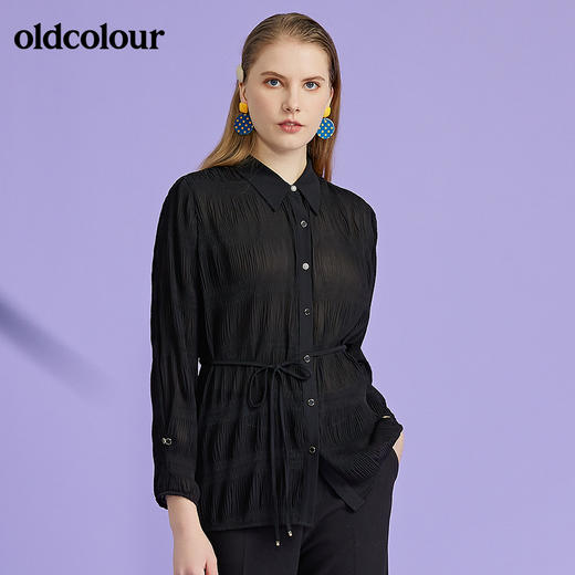 oldcolour2022春季新款时尚收腰百搭OL气质长袖衬衫O12013254 商品图4
