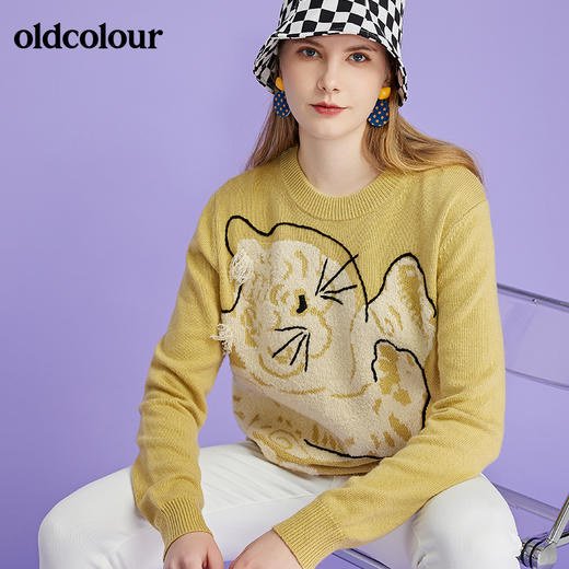 oldcolour2022春季新品商场铜矿气质休闲毛织套头衫女O11052115 商品图0