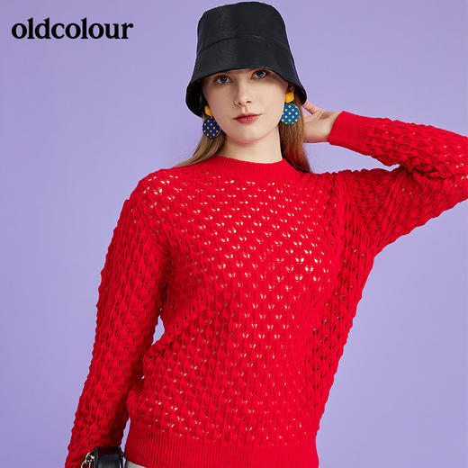 oldcolour春季新品商场同款气质休闲毛针织套头衫女O11052116 商品图5