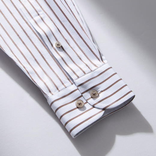 【100棉成衣免烫】罗蒙春款长袖衬衫男士商务正装通勤抗皱条纹衬衣 商品图3