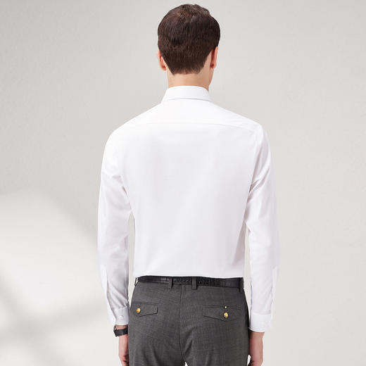 【97棉抗皱免烫】罗蒙春夏长袖衬衫男士正装商务通勤纯色微弹衬衣男 商品图3
