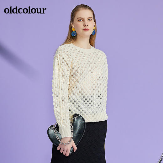 oldcolour春季新品商场同款气质休闲毛针织套头衫女O11052116 商品图3