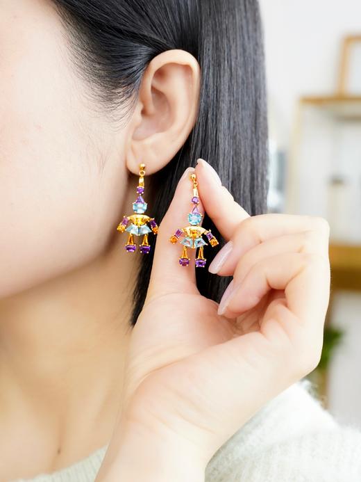 18k金 彩虹士兵 托帕石 紫水晶 多宝耳坠 商品图4