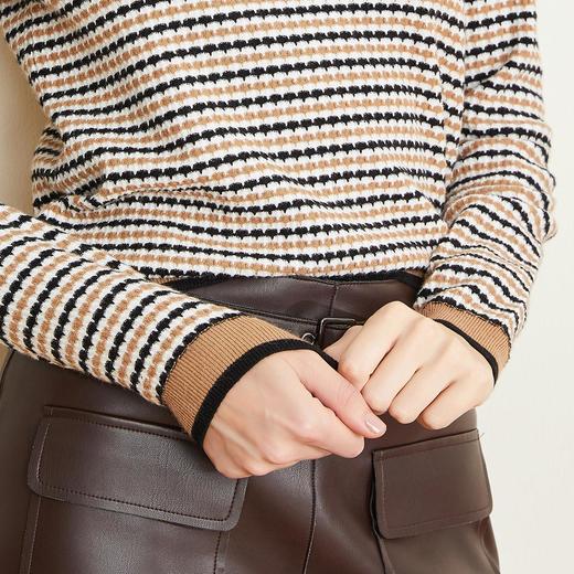 LD623瑟俪（斯尔丽高端）舒适柔软低圆领经典条纹毛衣针织衫 商品图5