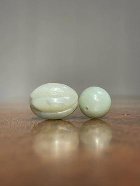 白玉瓜棱橄榄珠与白玉圆珠，顺丰包邮