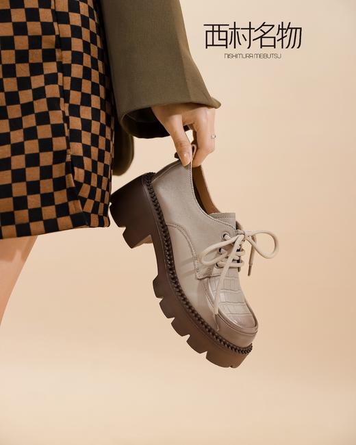 西村名物2022春季新款潮酷牛津鞋女齿轮软厚底JK制服小皮鞋X22AM19711 商品图2