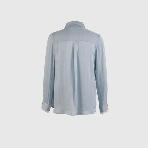 坑条装饰袖口蕾丝装饰直身衬衣 商品图3