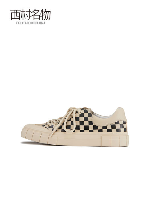 西村名物2022春季新款帆布鞋休闲鞋女棋盘格板鞋百搭超酷X22AM19281 商品图1