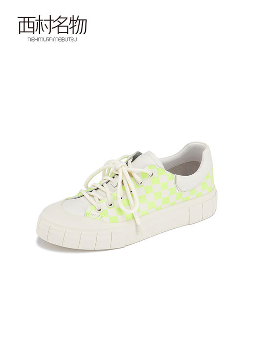 西村名物2022春季新款帆布鞋休闲鞋女棋盘格板鞋百搭超酷X22AM19281 商品图2