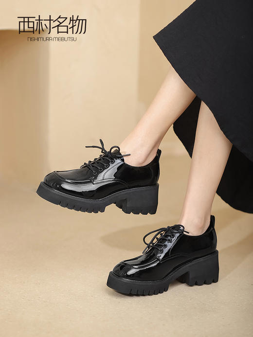 西村名物2022春季新款潮酷牛津鞋女齿轮软厚底JK制服小皮鞋T22AM18671 商品图1