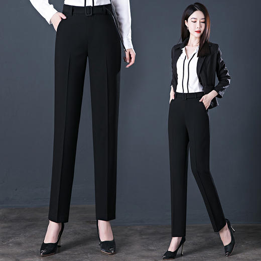 HSS  2565西装毛料高腰大码西裤垂坠感烟管裤 商品图4