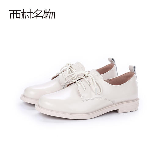 西村名物2020春季新品魅力英伦圆头牛漆皮中跟小皮鞋女X20AM19271 商品图0