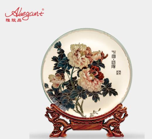 【彼达思】雅琅晶珍珠白牡丹盘摆件商务礼品家具摆设工艺品 商品图0