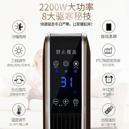 海尔（Haier）取暖器2201A家用暖风机立式电暖风浴室热风机冷暖风扇电暖气机节能速热电暖器卧室办公室烤火炉2201 商品图3
