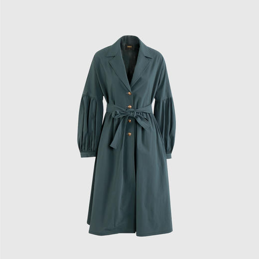 下摆抽皱泡泡袖风衣 商品图0