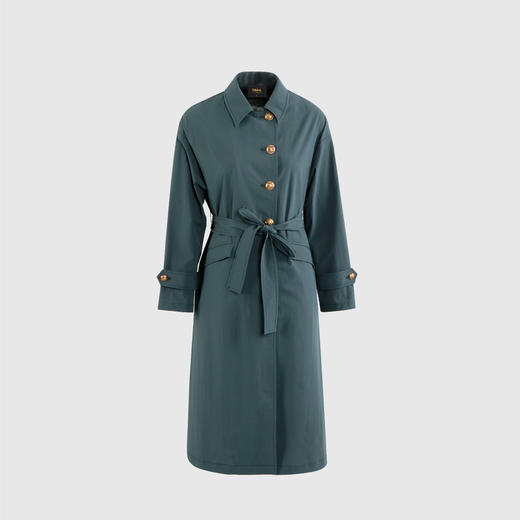 娃娃领后背斜一排扣装饰风衣 商品图0