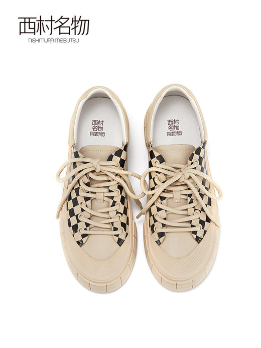 西村名物2022春季新款帆布鞋休闲鞋女棋盘格板鞋百搭超酷X22AM19281 商品图3