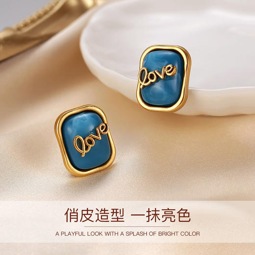 Winy湖蓝之恋耳钉送女友闺蜜节日生日礼物 商品图1