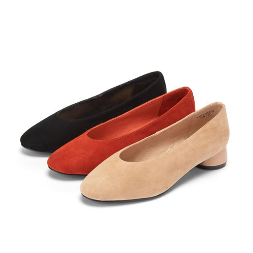 西村名物2020秋季新款浅口中跟羊皮绒面革复古奶奶鞋X20CE30851 商品图0