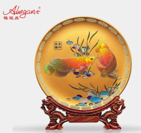 【彼达思】雅琅晶金龙呈祥摆盘商务礼品工艺摆件