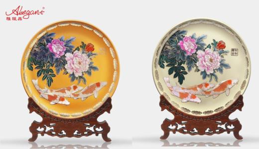 【彼达思】雅琅晶牡丹鲤鱼金属掐丝摆盘商务礼品 商品图0