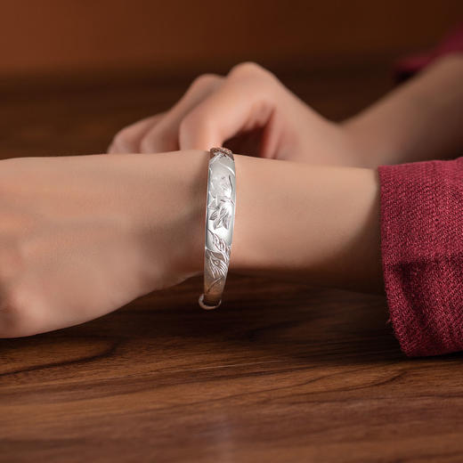 Winy9999足银莲花情手镯送女友闺蜜节日生日礼物 商品图3