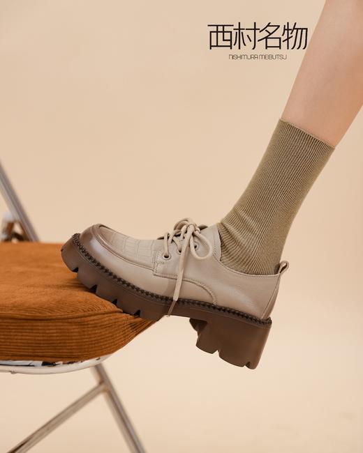 西村名物2022春季新款潮酷牛津鞋女齿轮软厚底JK制服小皮鞋X22AM19711 商品图3