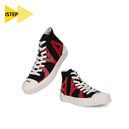 iSTEP高帮字母款帆布鞋小白鞋女青春潮流时尚街拍板鞋休闲鞋潮鞋 商品图2