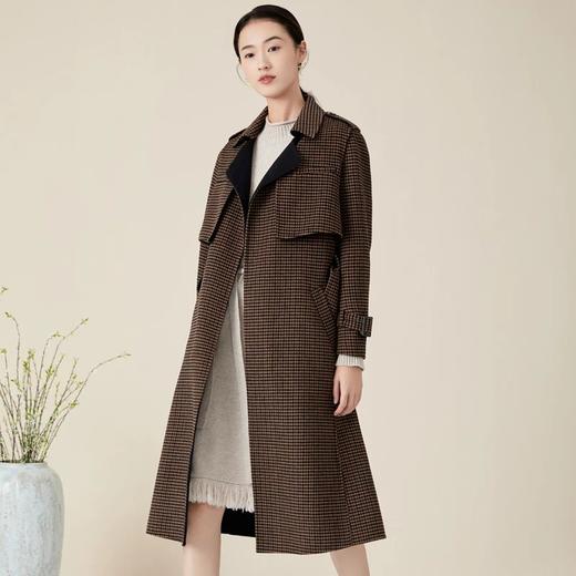 玳莎格子双面呢大衣女冬季新款翻领气质马甲两件式毛呢外套  BD39302 商品图1