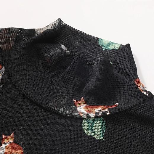 金三塔[裸感舒适] 真丝高领网眼印花打底上衣女桑蚕丝保暖打底衫 NZFBC721 商品图4