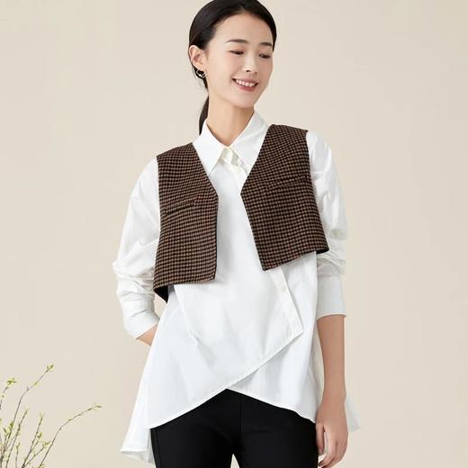 玳莎格子双面呢大衣女冬季新款翻领气质马甲两件式毛呢外套  BD39302 商品图3