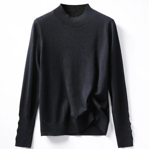 玳莎100%绵羊毛半高领长袖套头衫时尚外穿 提花打底内搭  BD33312 商品图2