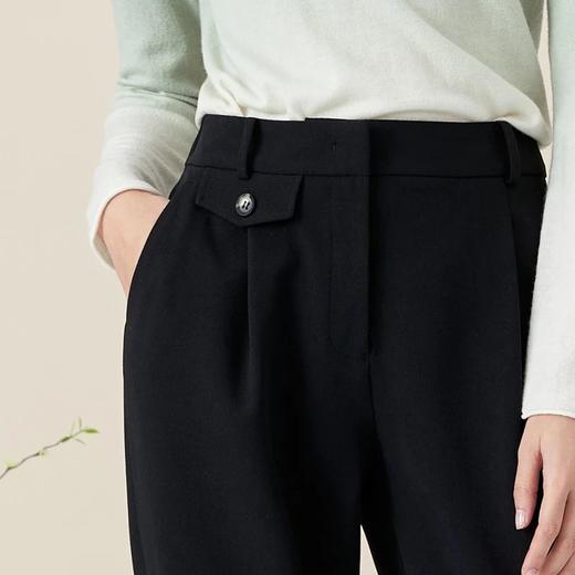 玳莎修身九分裤女秋季新款黑色百搭显瘦休闲裤简约设计感裤子 BC36303 商品图1