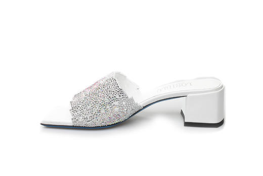 豪麟名鞋奥莱LORIBLU女鞋羊反绒面革+施华洛世奇凉拖LR05150L白色  原价5260元 商品图1