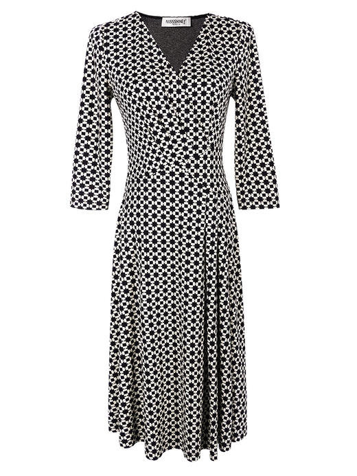 剩S 米思阳2025春季新款时尚经典耐看印花七分袖大摆针织连衣裙0488 商品图4