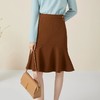 玳莎高腰鱼尾裙及膝款秋冬新款气质优雅通勤包臀荷叶摆半身裙 BD34303 商品缩略图0