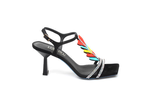 豪麟名鞋奥莱LORIBLU女鞋凉鞋羊反绒面革+施华洛世奇LR05555L黑色  原价5660元 商品图0